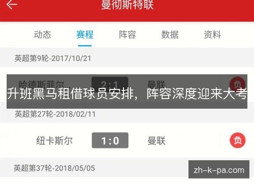 升班黑马租借球员安排,阵容深度迎来大考 升班黑马租借球员安排,阵容深度迎来大考